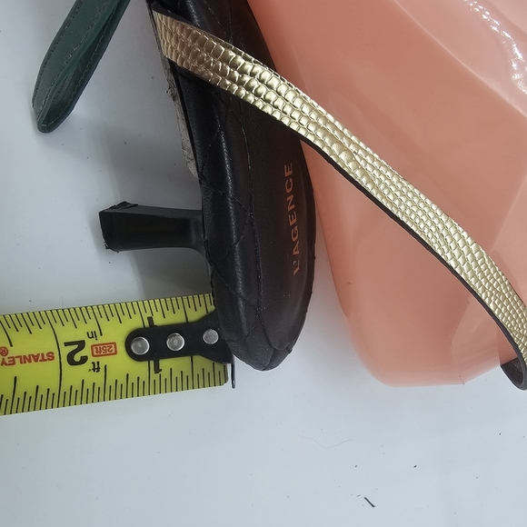 L'AGENCE Genette Ankle Strap Kitten Heel Sandal Gold Metallic Size 9 MSRP $345 - Picture 9 of 14